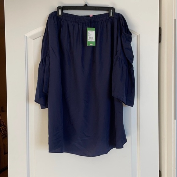 NWT Lilly Pulitzer Sanilla Silk Dress Navy Blue Size XL - Picture 2 of 4